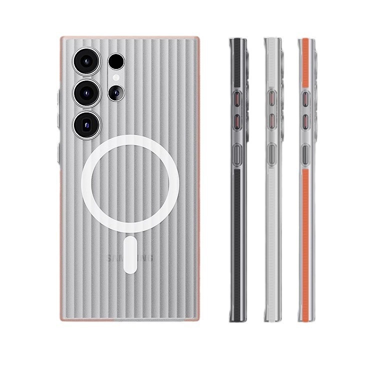 Corrugated Pattern Non-Slip Bumper Magnetic Phone Case For Samsung S24-25 Series