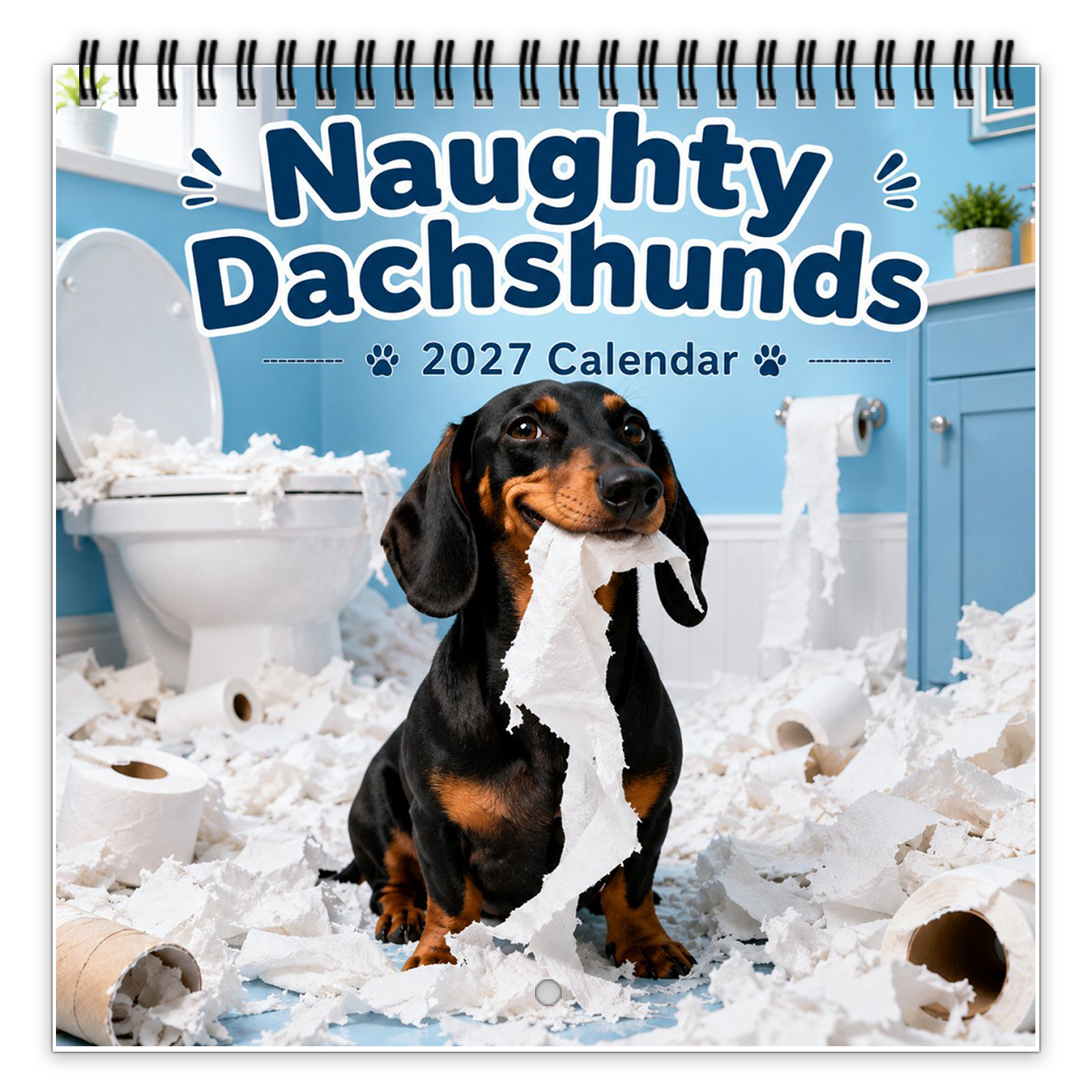 2027 Funny Dachshund Wall Calendar – 12-Month Spiral-Bound Calendar for Dachshund Lovers