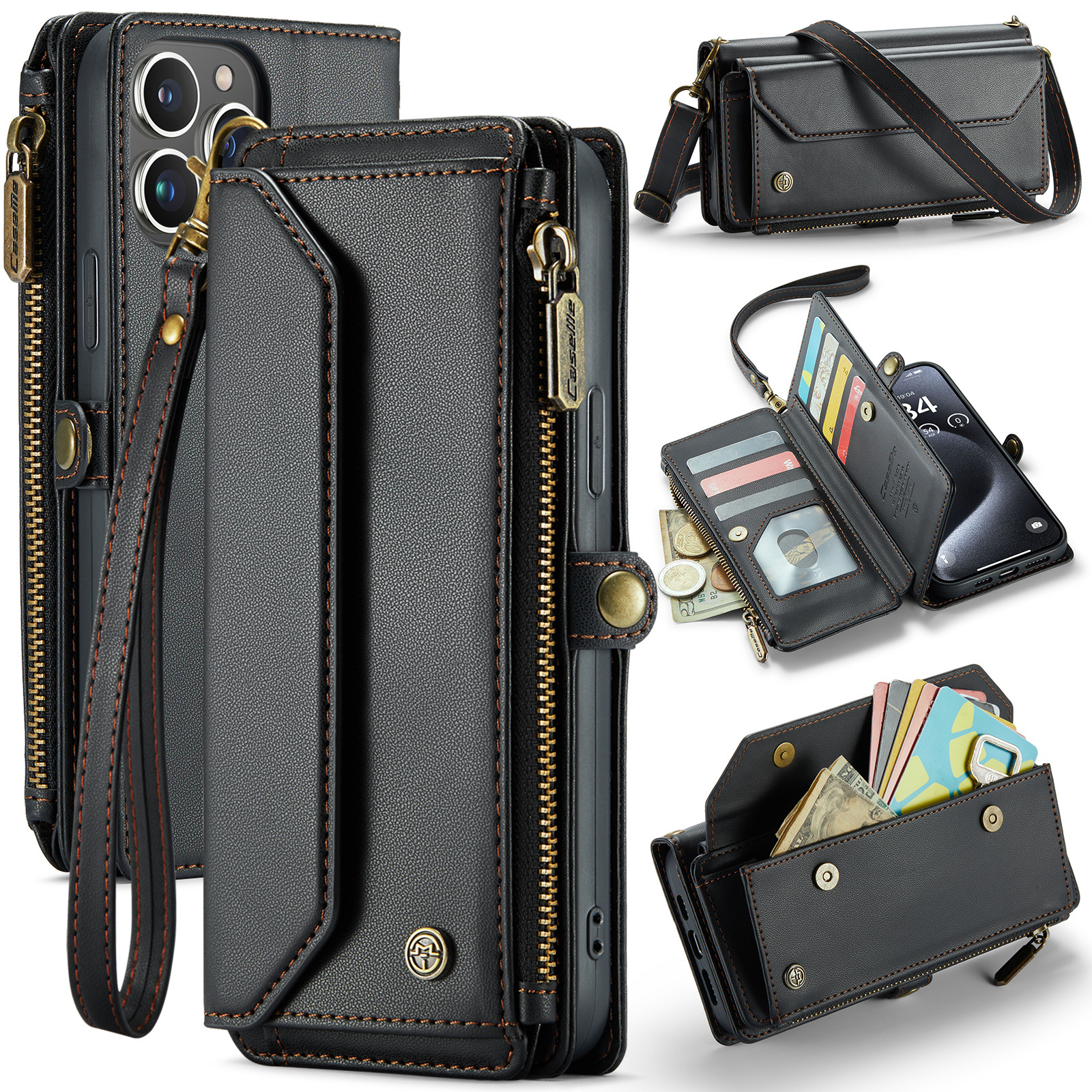 Magnetic Flip Crossbody Wallet with 10 Card Slots & Shoulder Strap – RFID Blocking For Samsung S20-25 Series