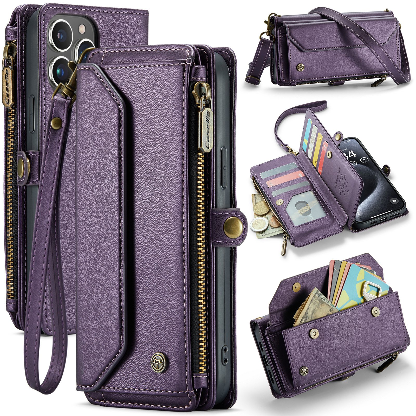 Magnetic Flip Crossbody Wallet with 10 Card Slots & Shoulder Strap – RFID Blocking For Samsung S20-25 Series