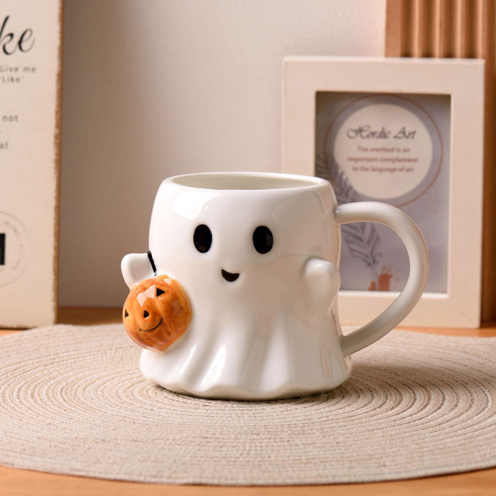 Pumpkin & Ghost Ceramic Mug – Cozy Halloween Coffee Cup