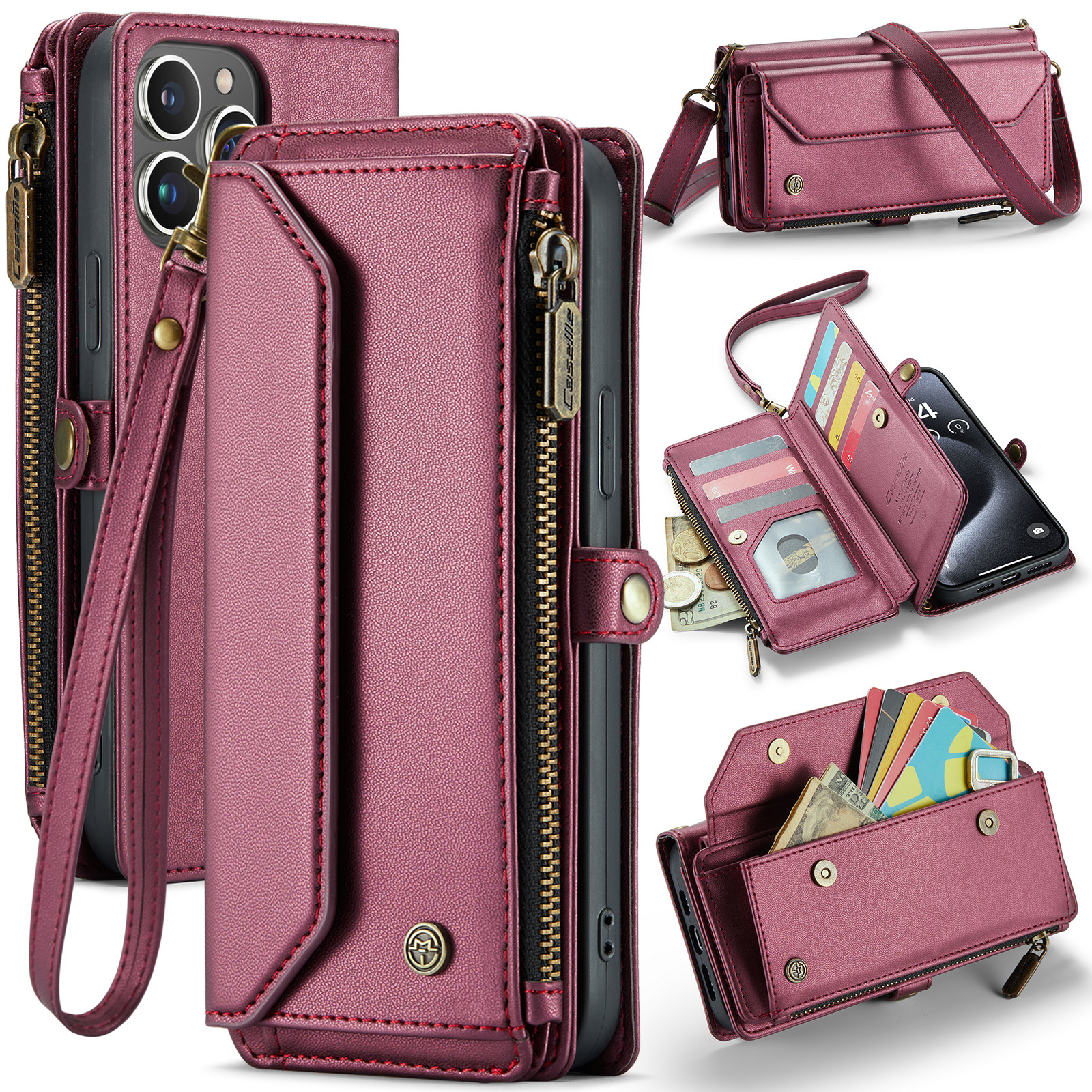 Magnetic Flip Crossbody Wallet with 10 Card Slots & Shoulder Strap – RFID Blocking For Samsung S20-25 Series