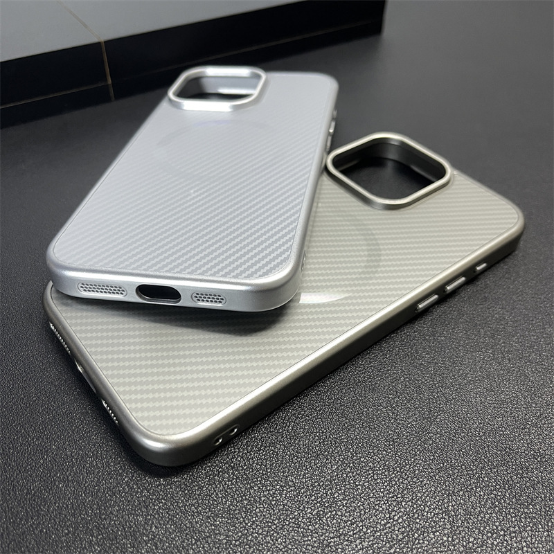 Luxury Electroplated Carbon Fiber Magnetic Phone Case