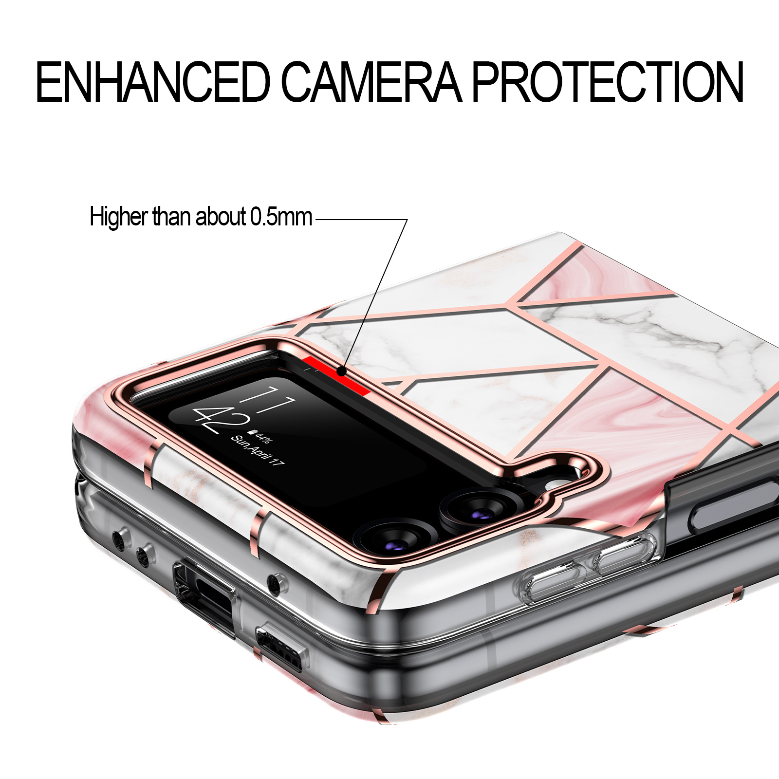 Gold Geometric Marble Case for Samsung Galaxy Z Flip Series