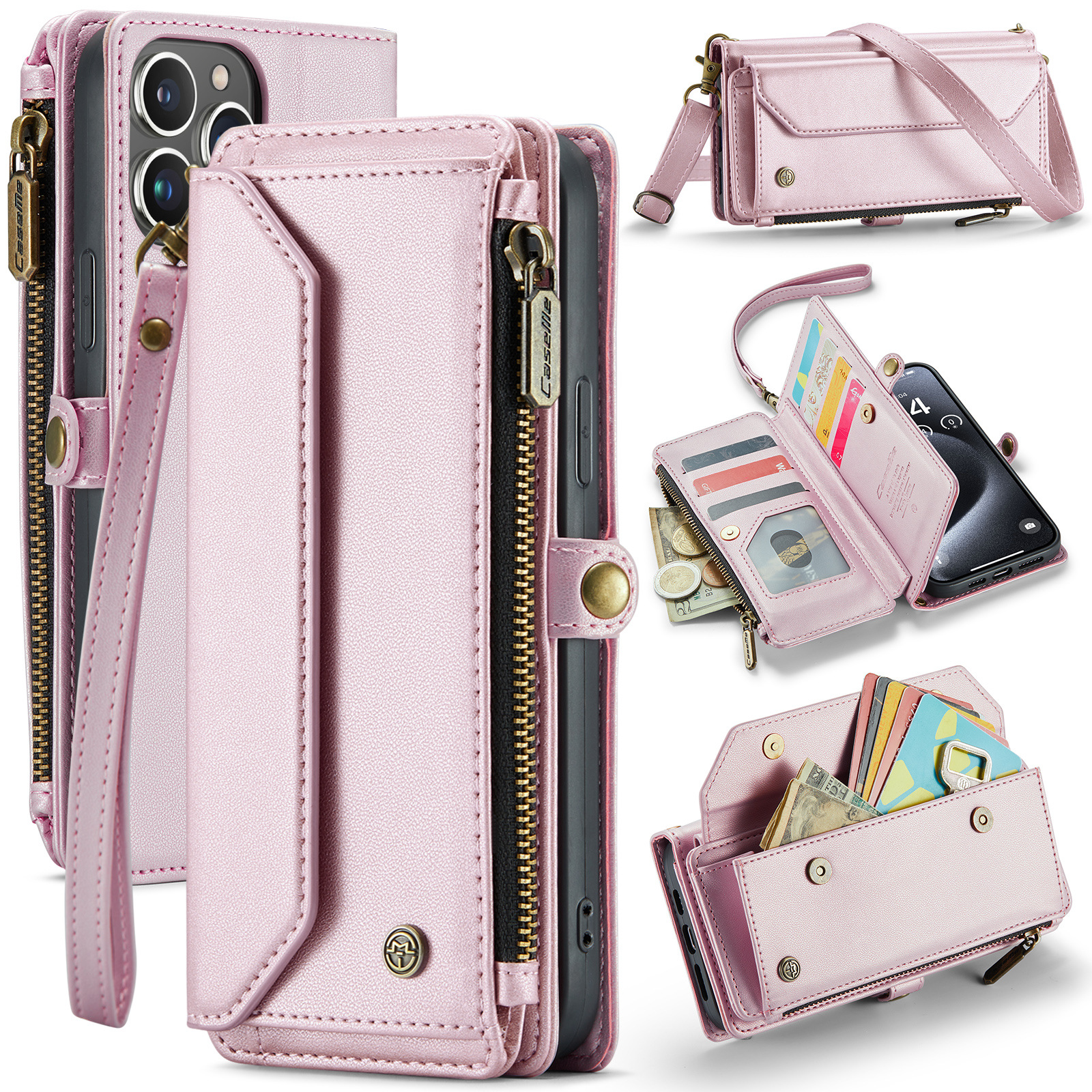 Magnetic Flip Crossbody Wallet with 10 Card Slots & Shoulder Strap – RFID Blocking For Samsung S20-25 Series