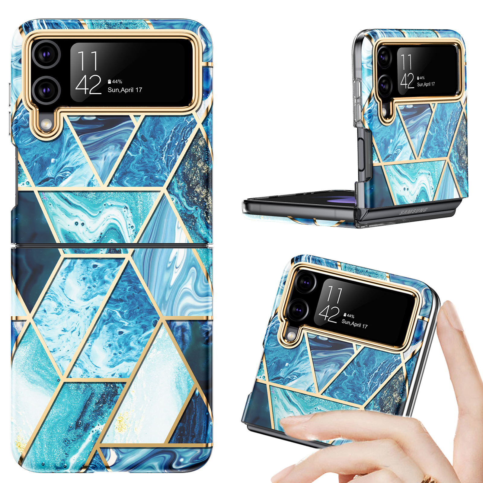 Gold Geometric Marble Case for Samsung Galaxy Z Flip Series