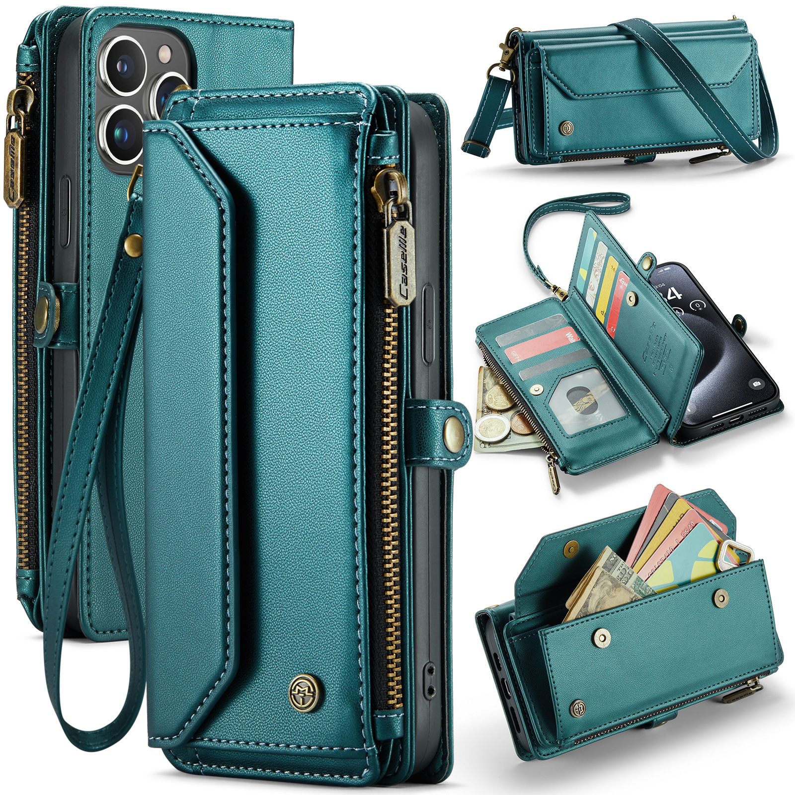 Magnetic Flip Crossbody Wallet with 10 Card Slots & Shoulder Strap – RFID Blocking For Samsung S20-25 Series