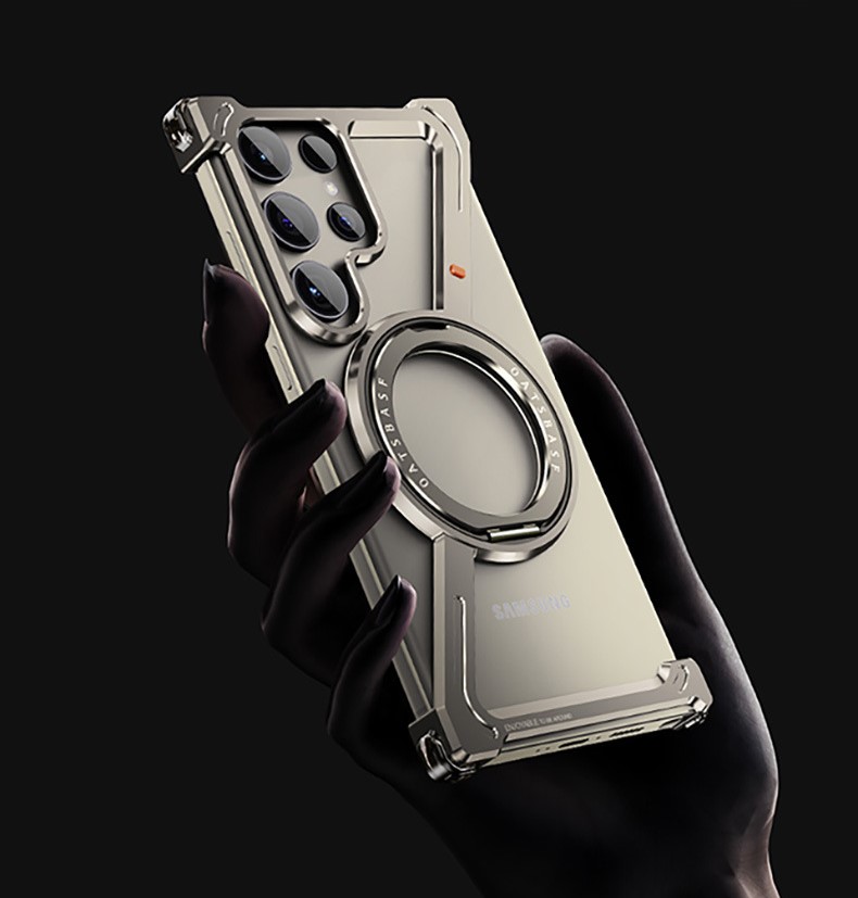 Samsung S24 series Metal Frameless Phone Case:Magnetic with 360° Rotatable Stand