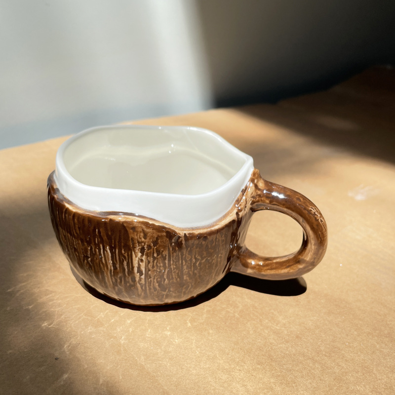 Handcrafted Coconut Ceramic Mug – Artistic Coffee Cup with Organic Design