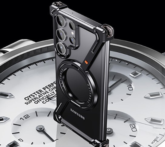 Samsung S24 series Metal Frameless Phone Case:Magnetic with 360° Rotatable Stand