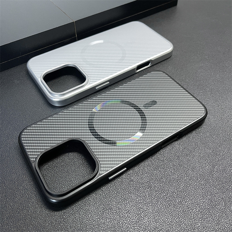 Luxury Electroplated Carbon Fiber Magnetic Phone Case