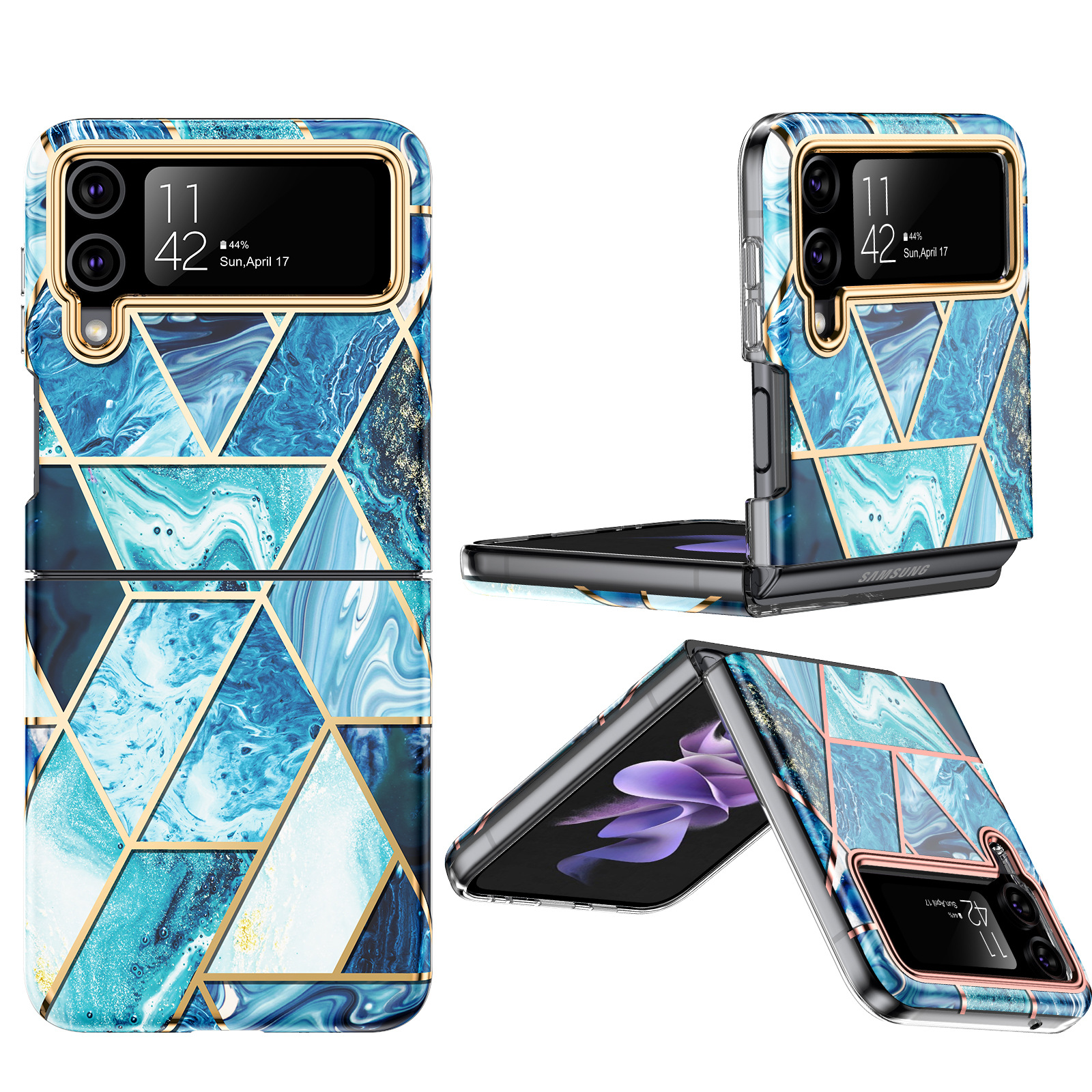 Gold Geometric Marble Case for Samsung Galaxy Z Flip Series