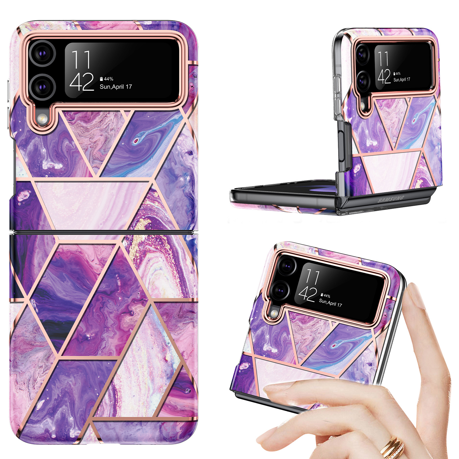 Gold Geometric Marble Case for Samsung Galaxy Z Flip Series