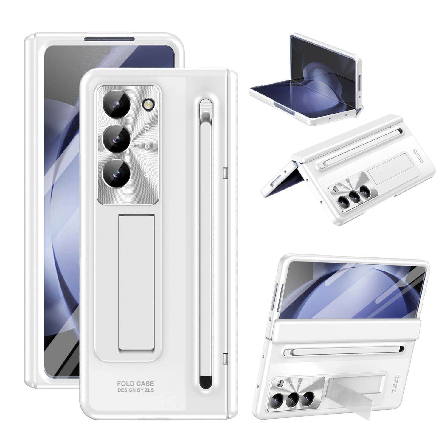 Z Fold 7/6/5/4 Full-Body Case with Tempered Glass, Hinge Cover & Free Stylus – Shockproof Protection