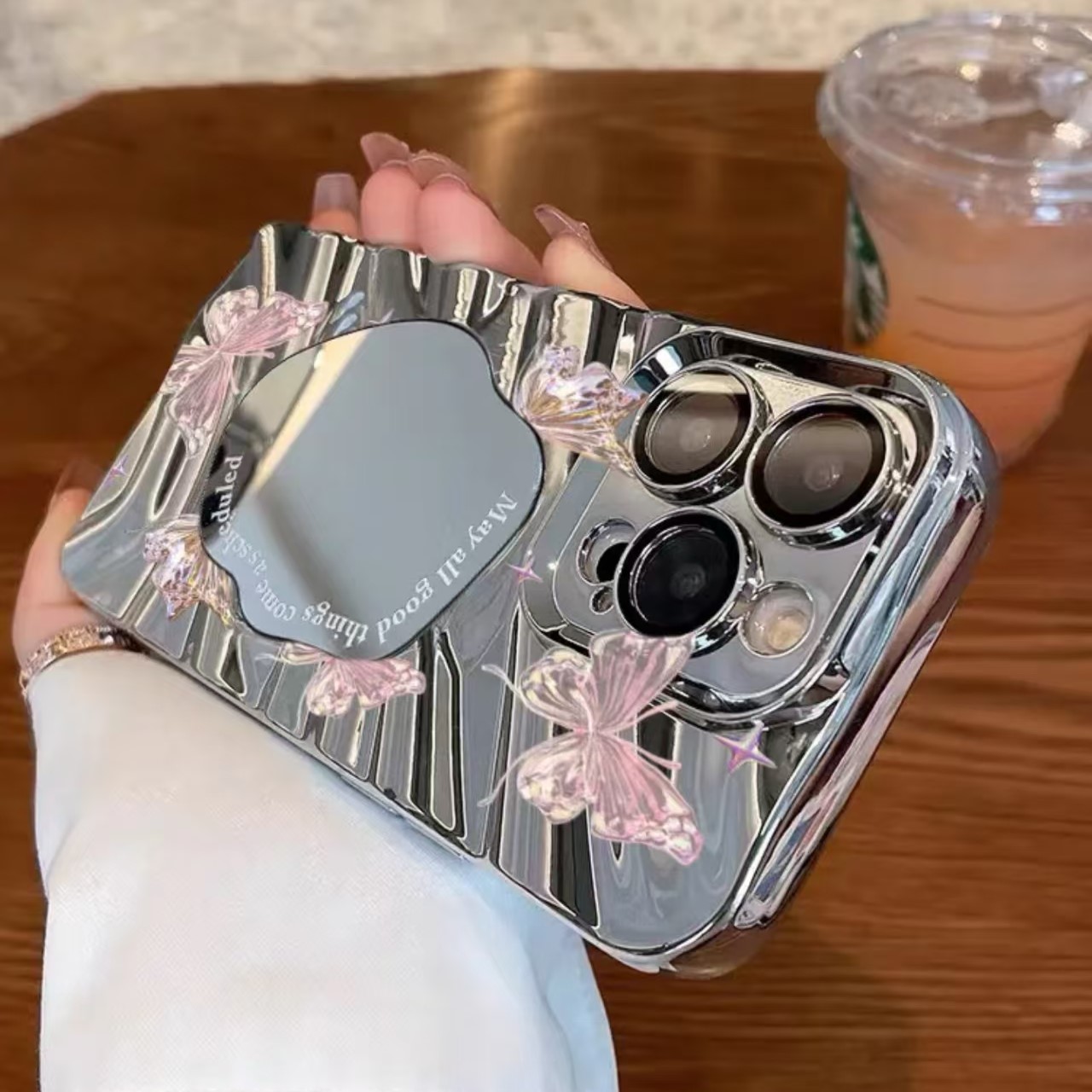 New Crystal Butterfly Mirror Electroplating Phone Case