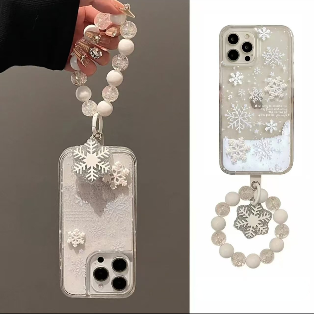 New 3D Snowflake Quicksand Phone Case