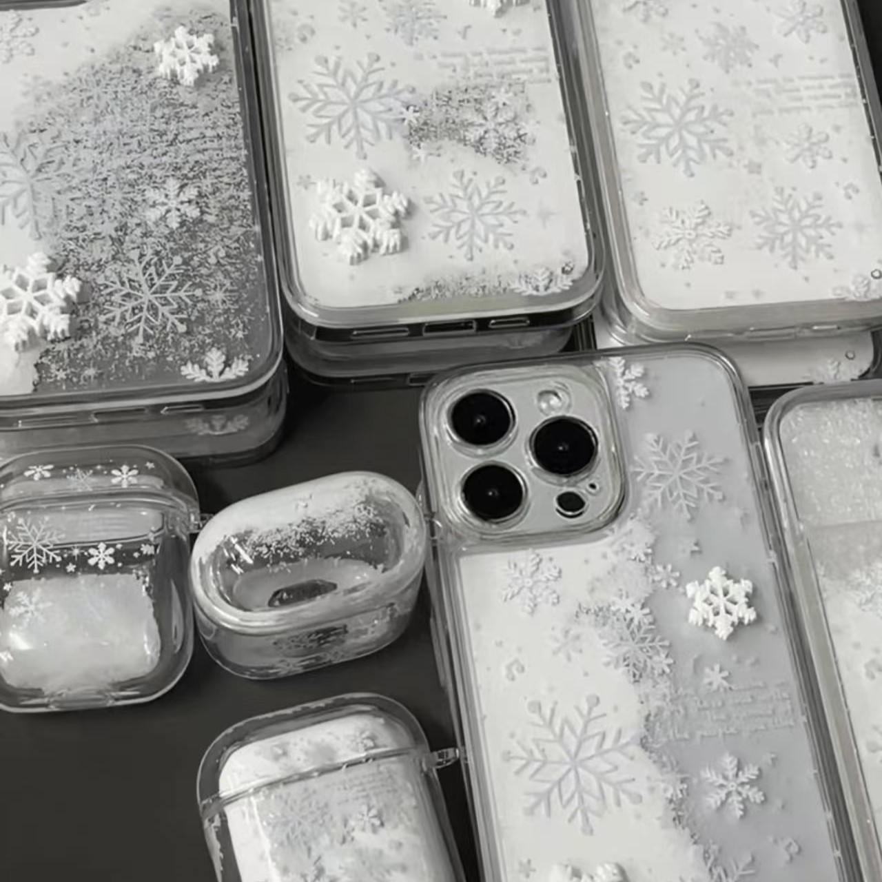 New 3D Snowflake Quicksand Phone Case