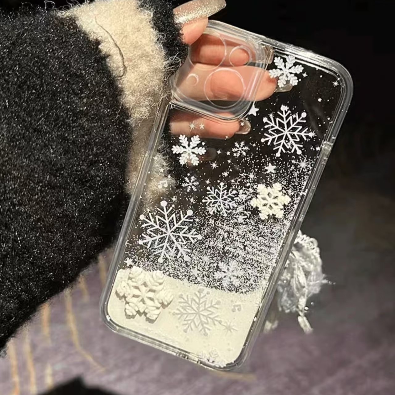 New 3D Snowflake Quicksand Phone Case