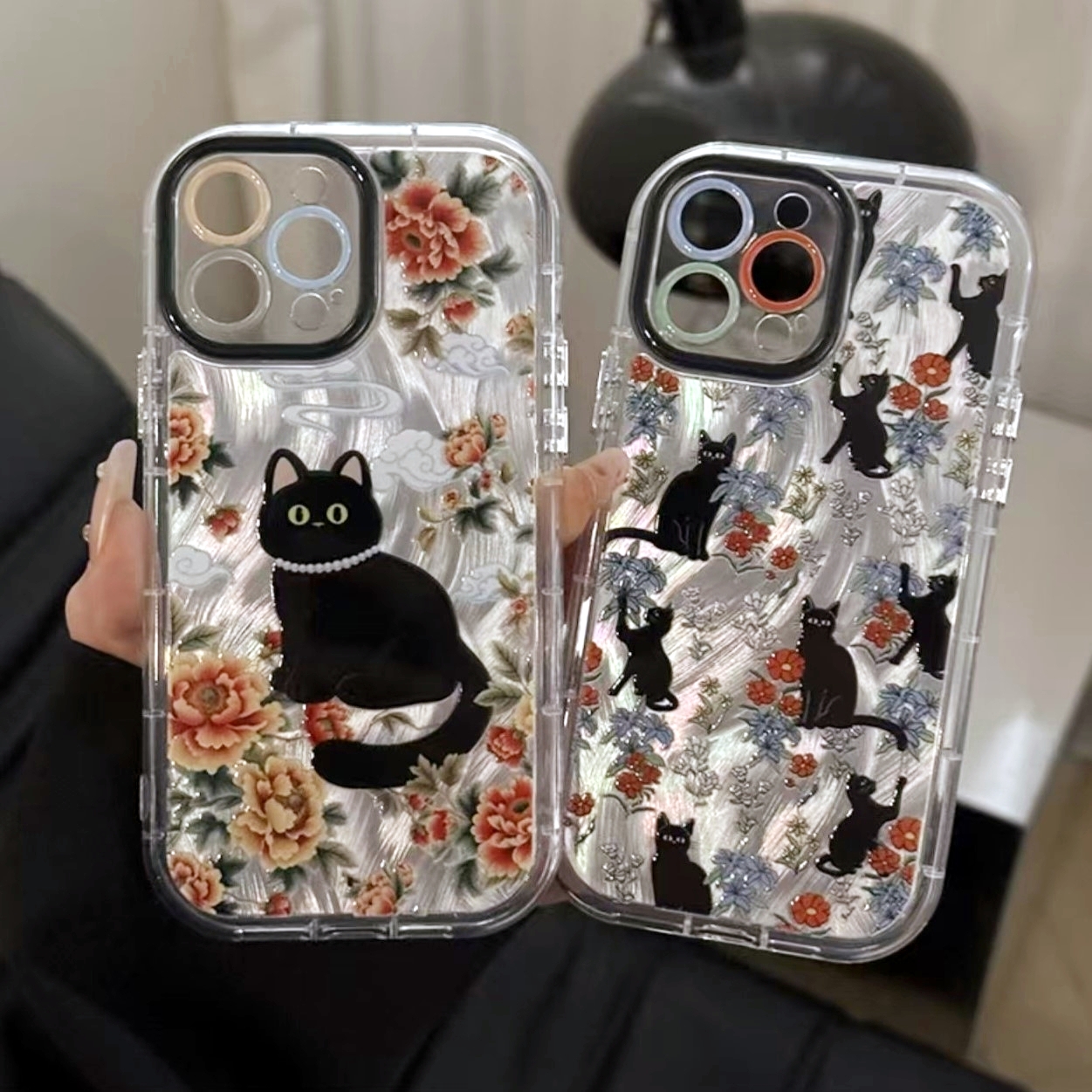 Spring Flowers Black Cat Phone Case