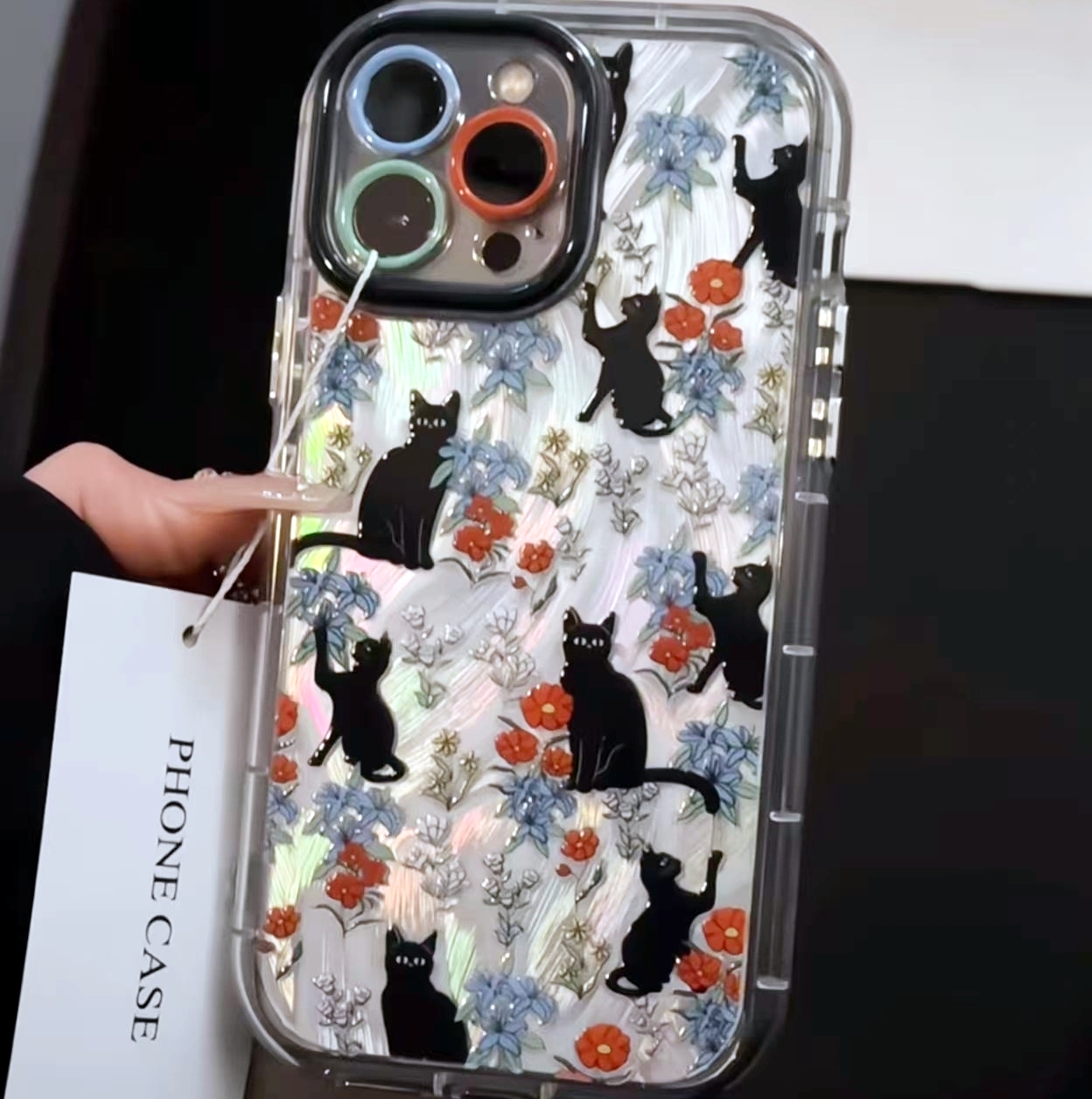 Spring Flowers Black Cat Phone Case