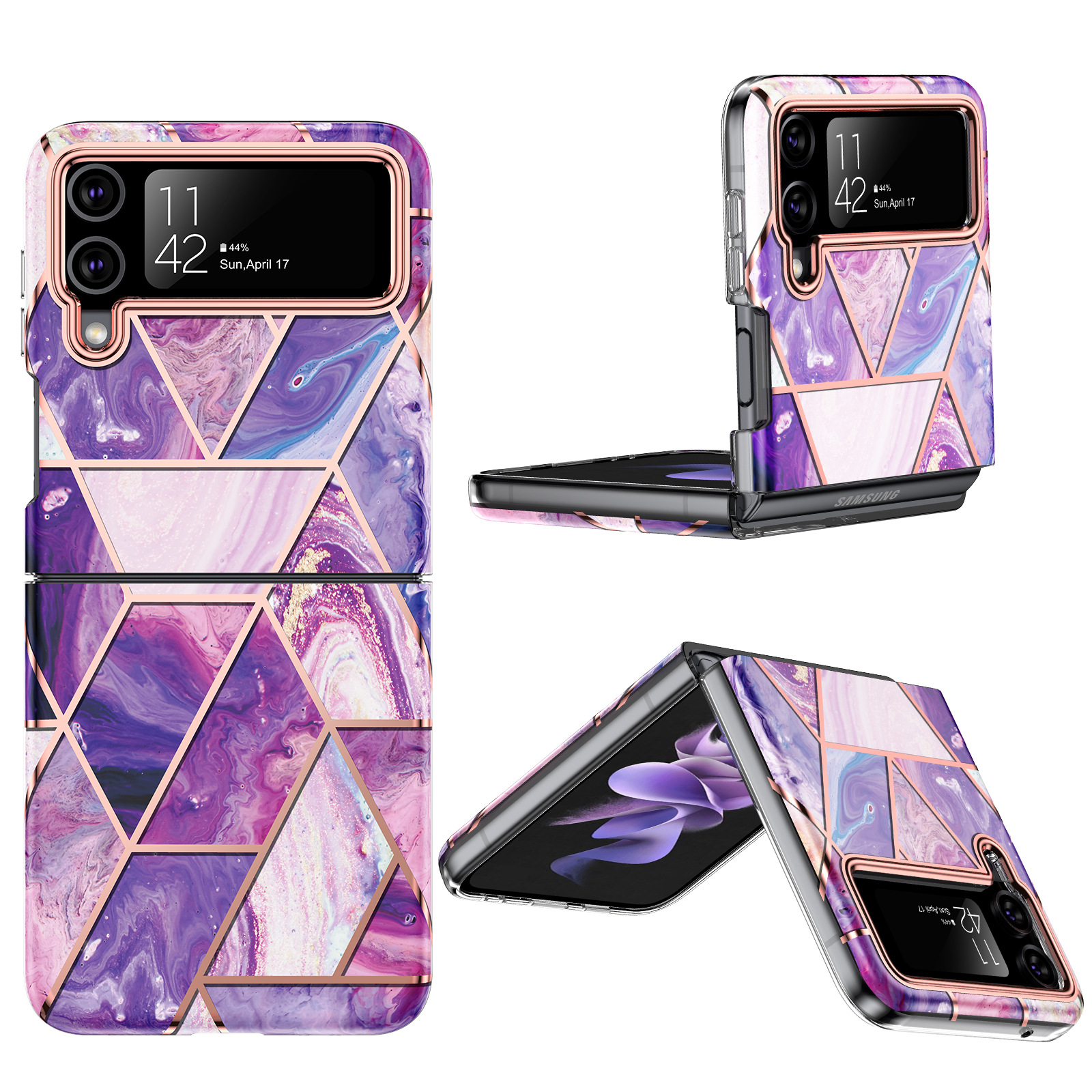 Gold Geometric Marble Case for Samsung Galaxy Z Flip Series