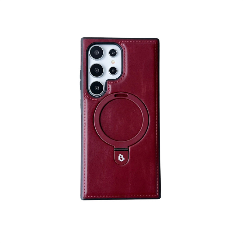 Classic Leather Case with Invisible Ring Bracket Phone Case for Samsung Galaxy S25 Series