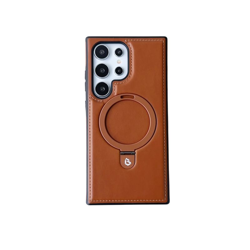 Classic Leather Case with Invisible Ring Bracket Phone Case for Samsung Galaxy S25 Series