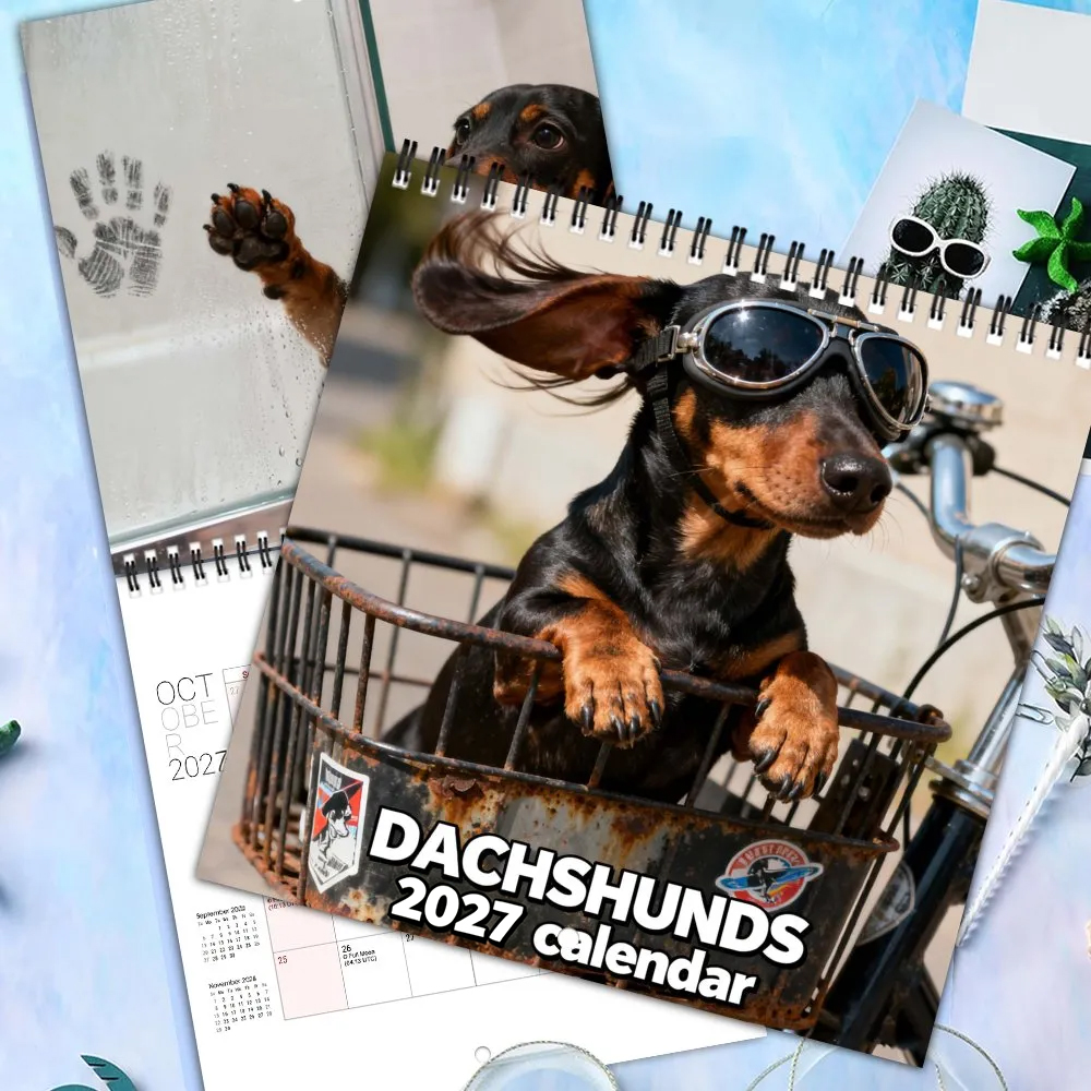 2027 Cute Dachshund Wall Calendar – 12-Month Planner, Perfect Christmas & New Year Gift