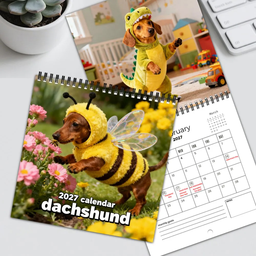 2027 Dachshund Wall Calendar – Cute Sausage Dog 12-Month Planner for Dog Lovers