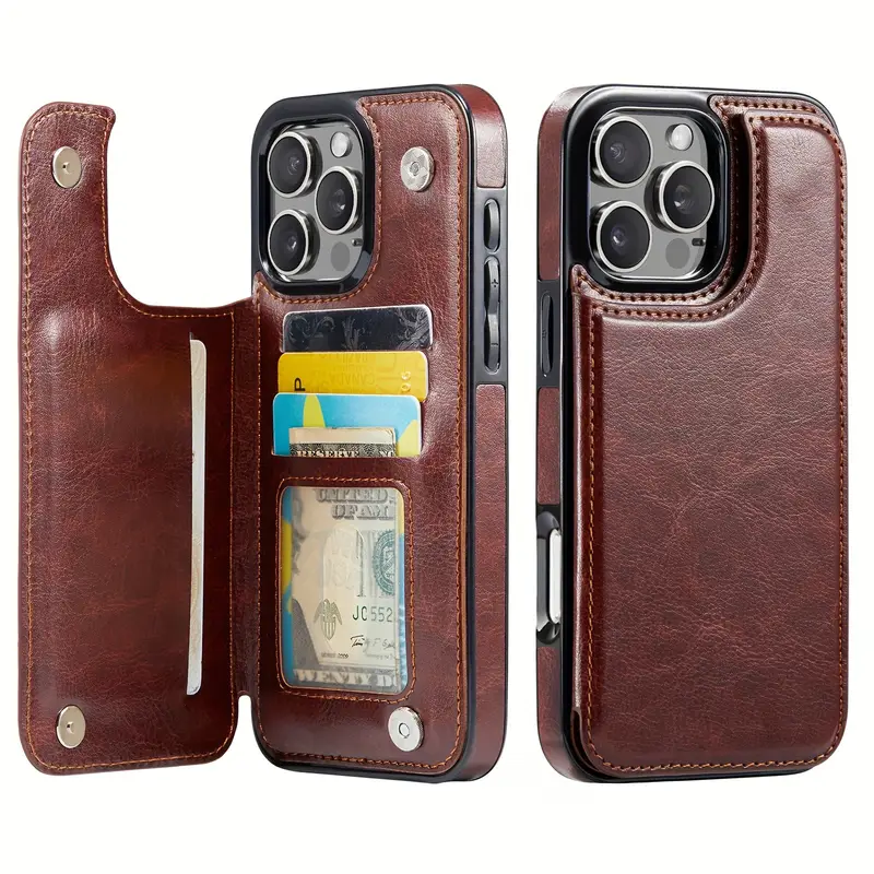 Business Leather iPhone Flip Case – Card Holder, Kickstand & Magnetic Closure