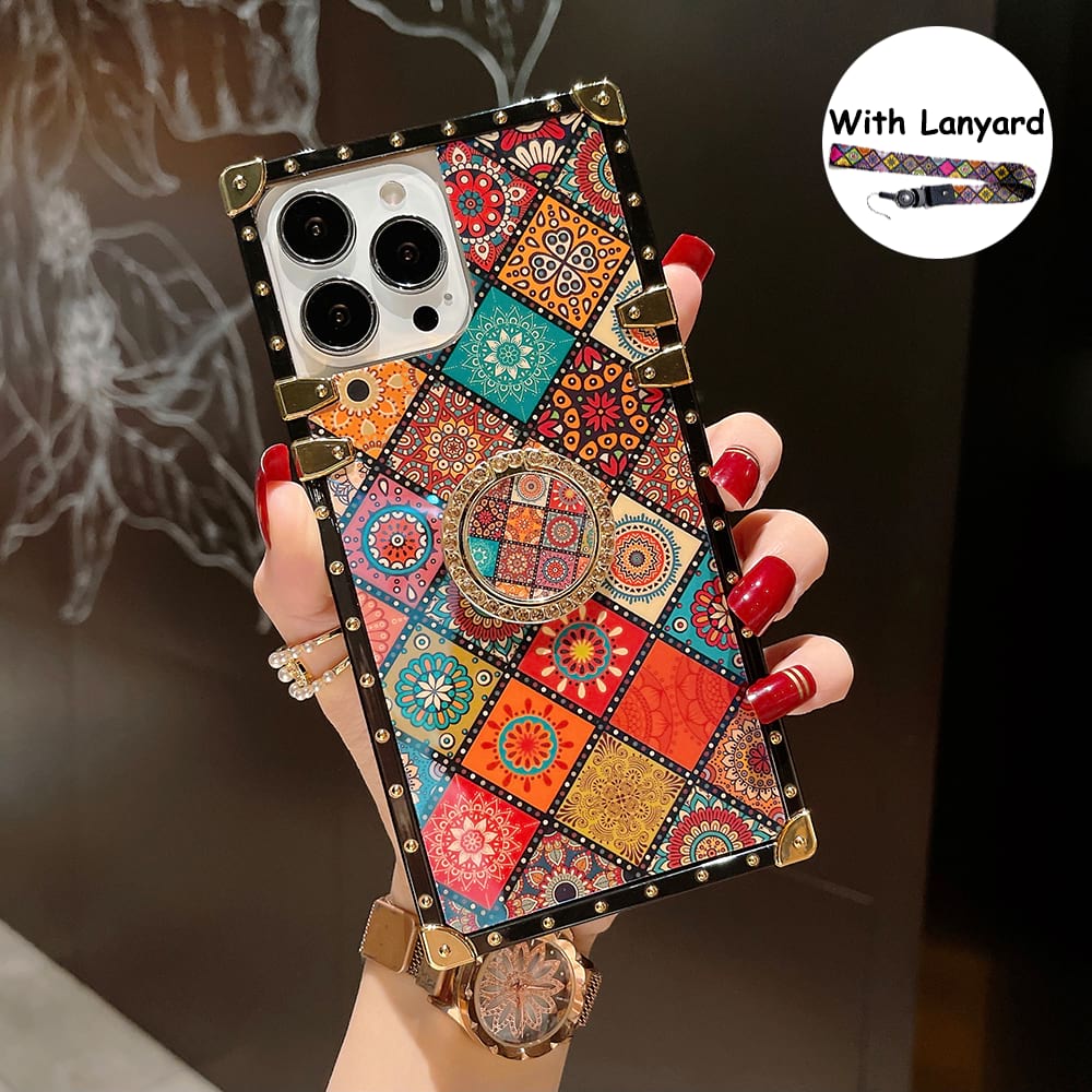 Bohemian Retro Ring Case With Lanyard For iPhone 16-11 Series