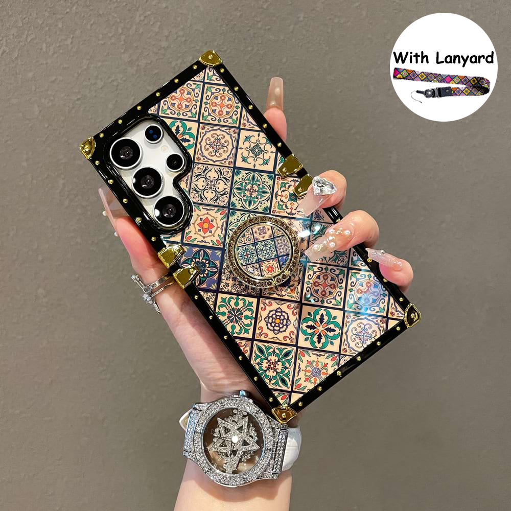 Bohemian Retro Ring Case With Lanyard Phone Case For Samsung S20-25 Series