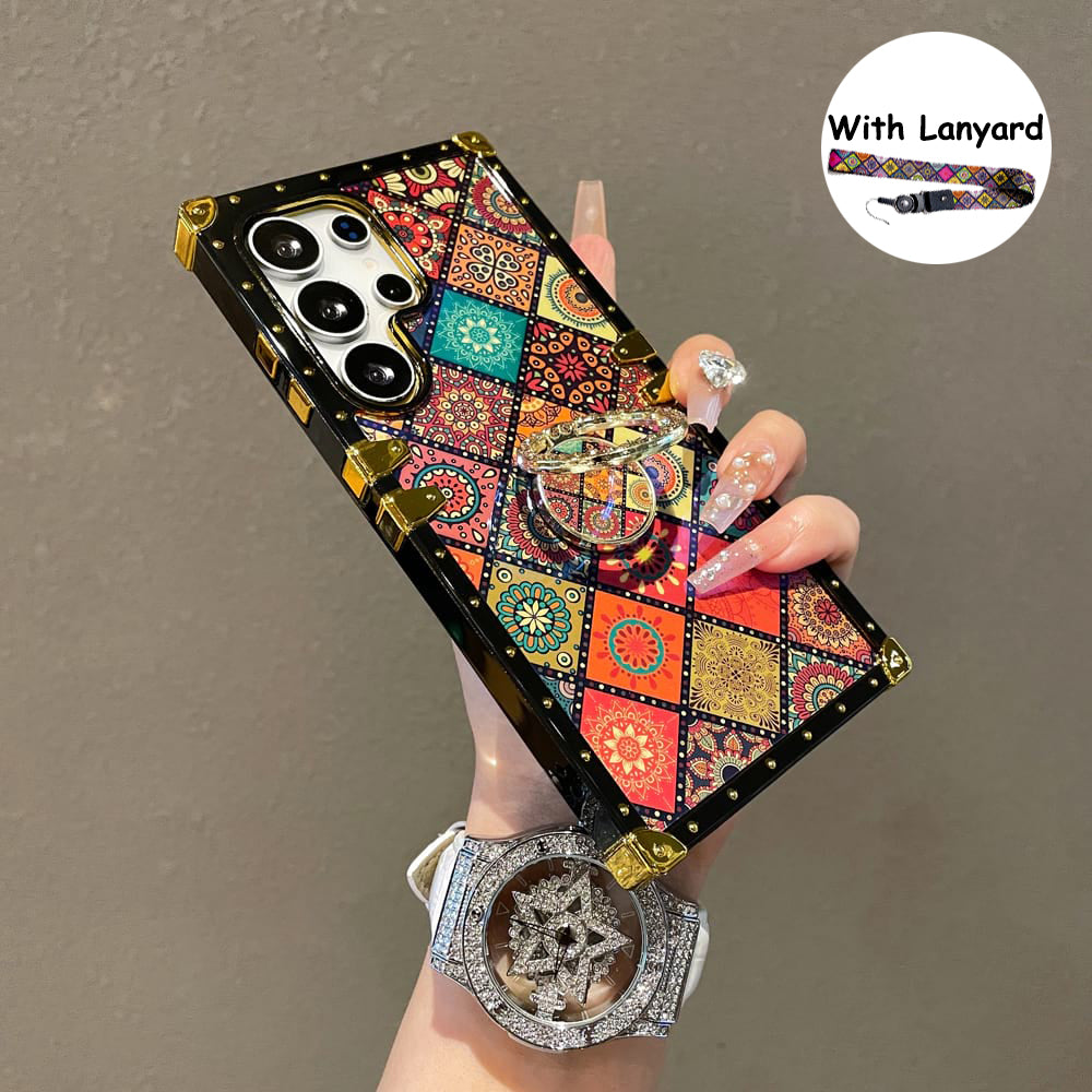 Bohemian Retro Ring Case With Lanyard Phone Case For Samsung S20-25 Series