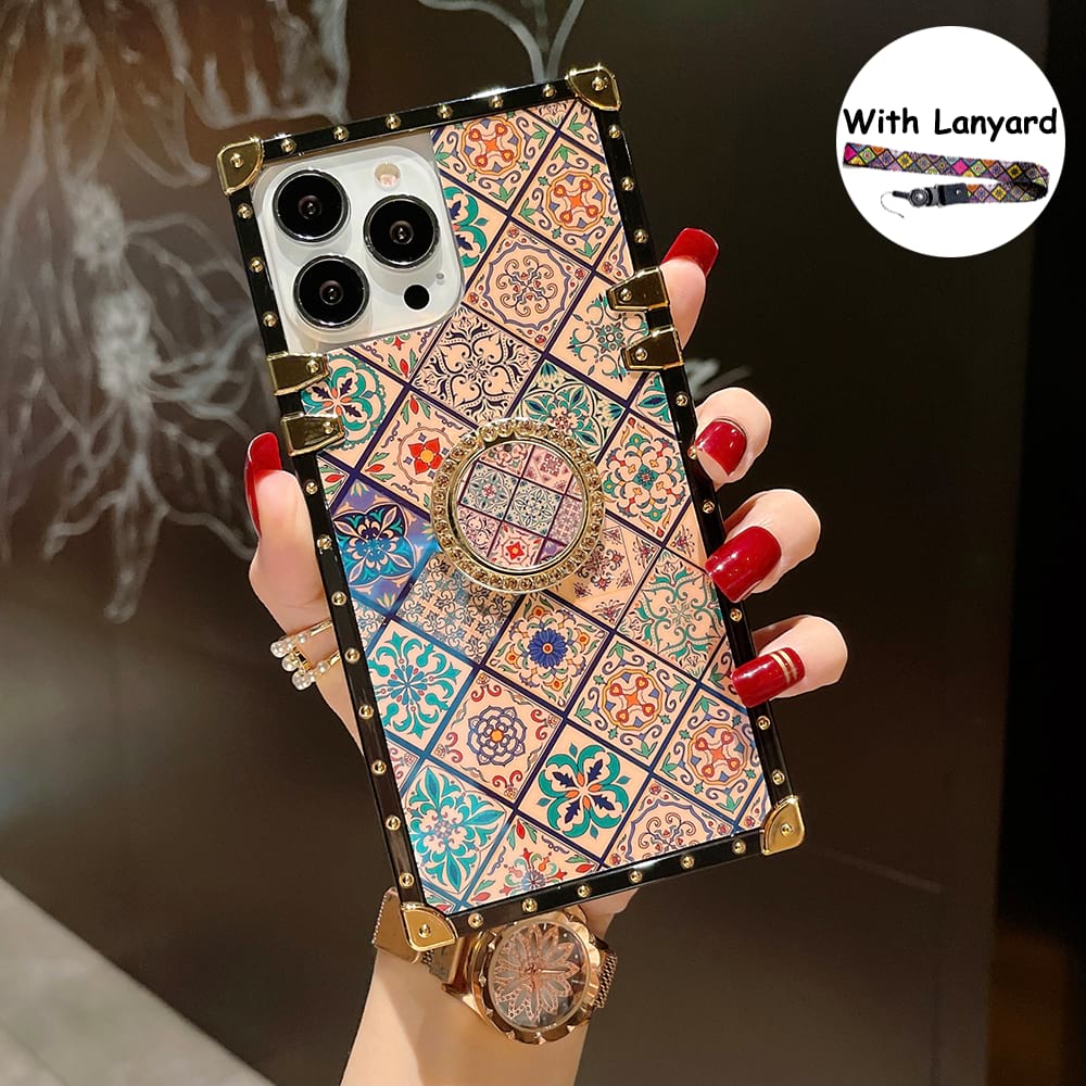 Bohemian Retro Ring Case With Lanyard For iPhone 16-11 Series