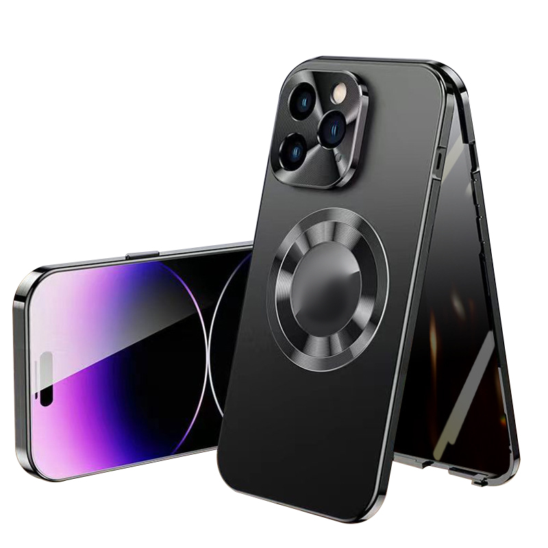 Anti-Peeping Magnetic Tempered Glass Double-Sided Metal Phone Case