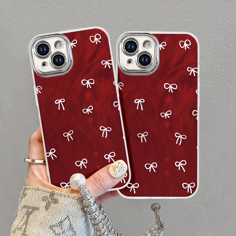 Gradient Shining Red Ribbon Anti-fall Phone Case & Lanyard