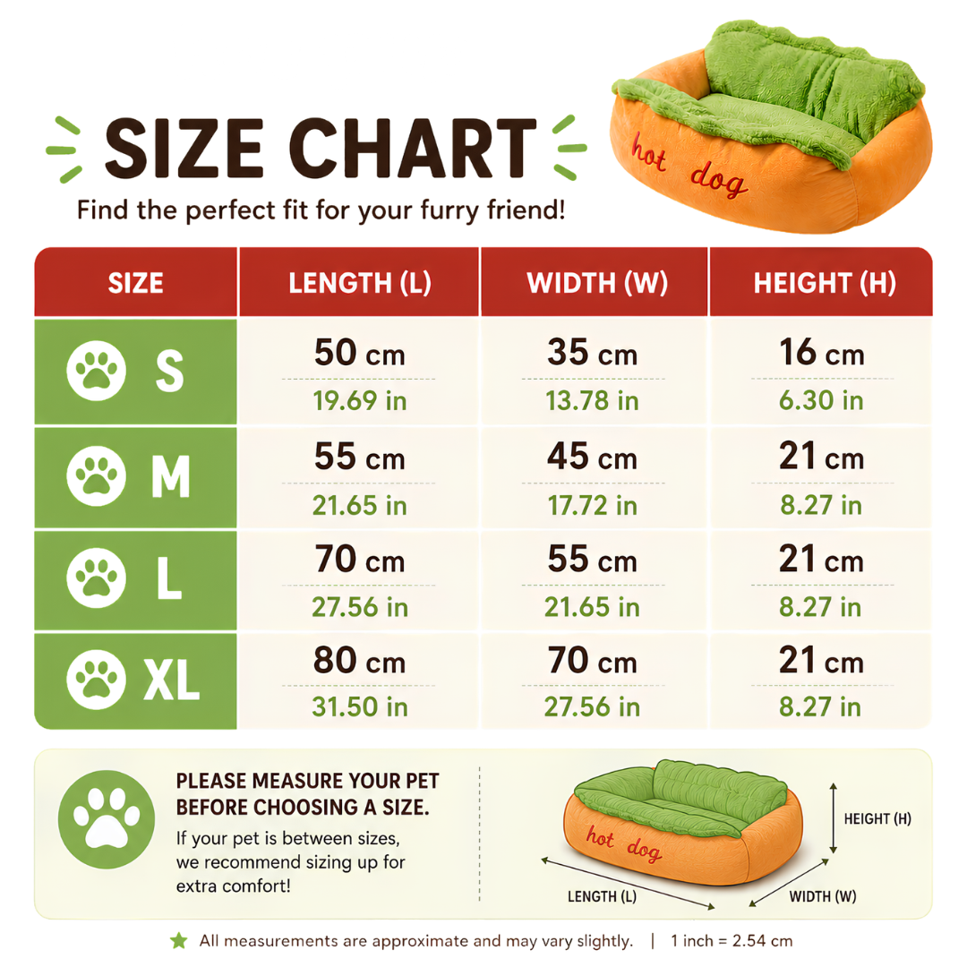 Hot Dog Pet Bed – Ultra-Soft Plush Sleeping Nest for Cats & Dogs
