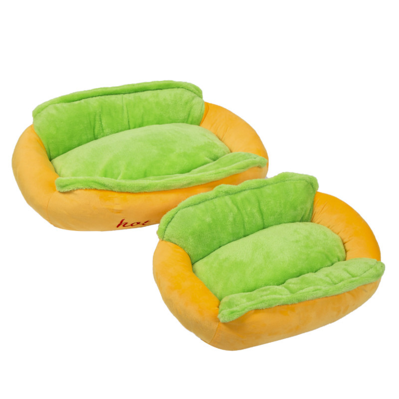 Hot Dog Pet Bed – Ultra-Soft Plush Sleeping Nest for Cats & Dogs