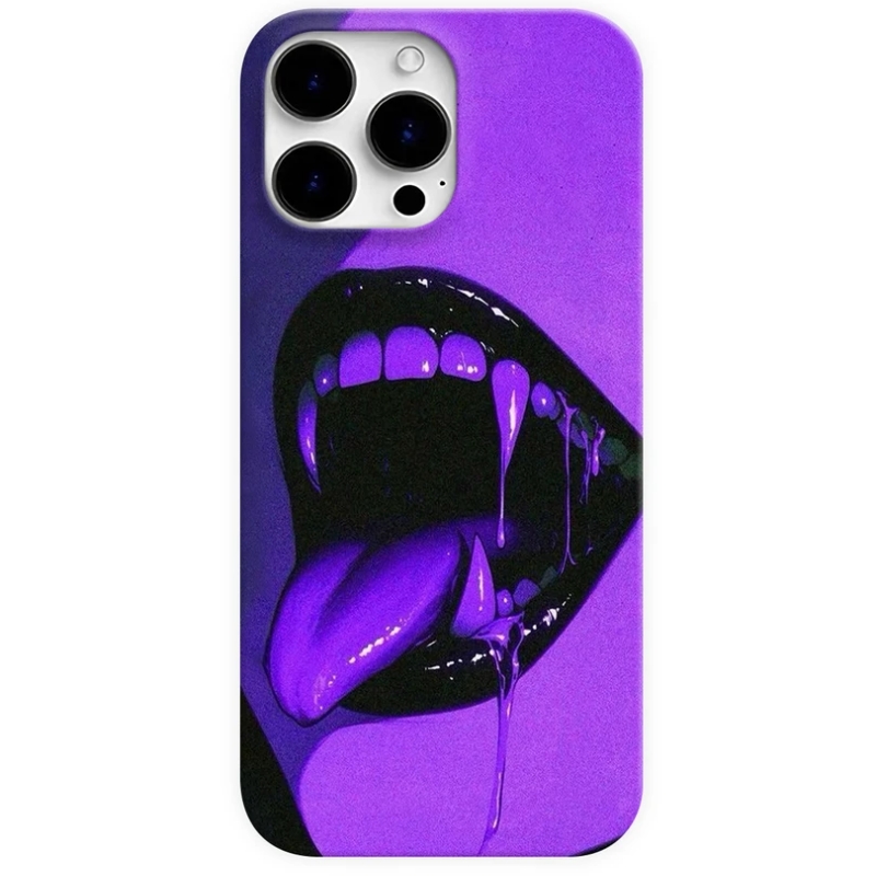 Trendy Purple Fang Mouth Phone Case – Cool Vampire Aesthetic Cover