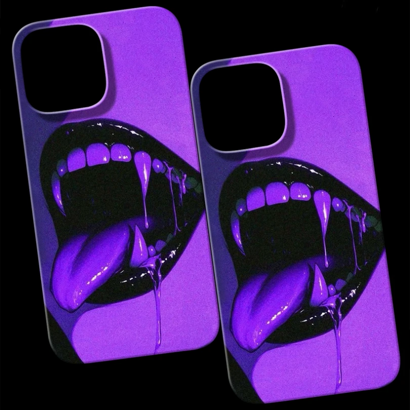 Trendy Purple Fang Mouth Phone Case – Cool Vampire Aesthetic Cover