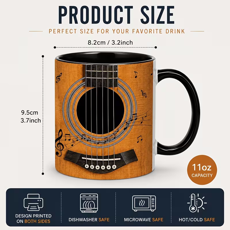 Unique Guitar Ceramic Coffee Mug