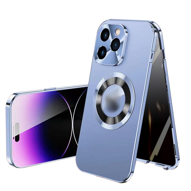 Anti-Peeping Magnetic Tempered Glass Double-Sided Metal Phone Case