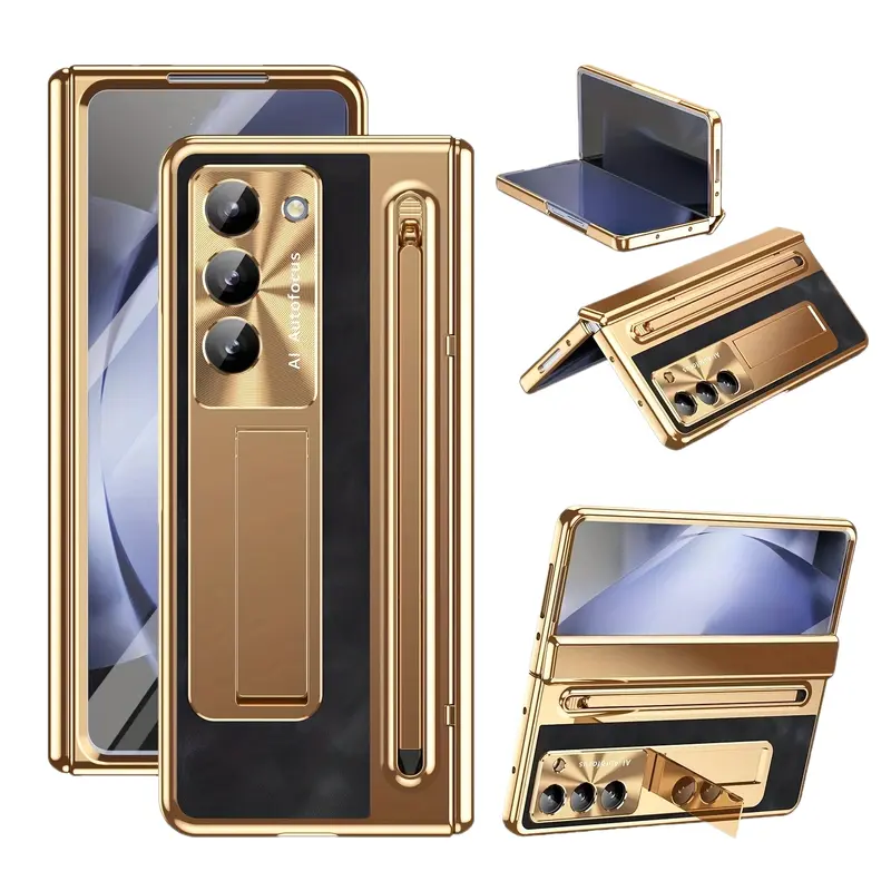 Z Fold 7/6/5/4 Full-Body Case with Tempered Glass, Hinge Cover & Free Stylus – Shockproof Protection