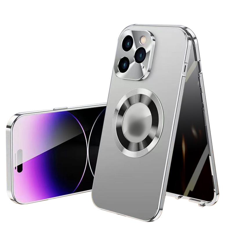 Anti-Peeping Magnetic Tempered Glass Double-Sided Metal Phone Case