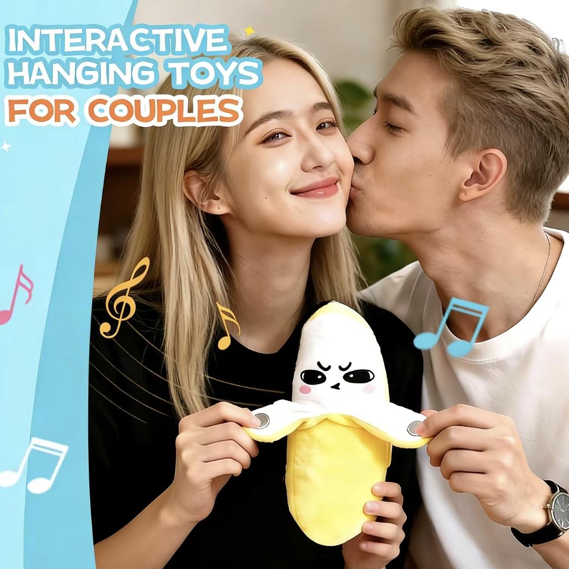 Banana Beat Plush Toy Set - USB Rechargeable Electric  Motion Sensor Music Interactive Toy,  Funny Gift for Kids Adults Couples  Friends Valentine Easter Party Plushie