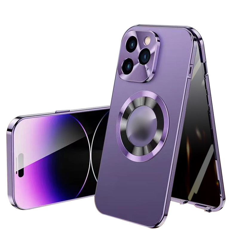 Anti-Peeping Magnetic Tempered Glass Double-Sided Metal Phone Case