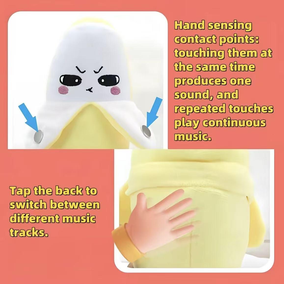 Banana Beat Plush Toy Set - USB Rechargeable Electric  Motion Sensor Music Interactive Toy,  Funny Gift for Kids Adults Couples  Friends Valentine Easter Party Plushie