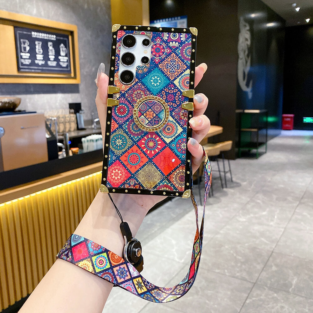 Bohemian Retro Ring Case With Lanyard Phone Case For Samsung S20-25 Series