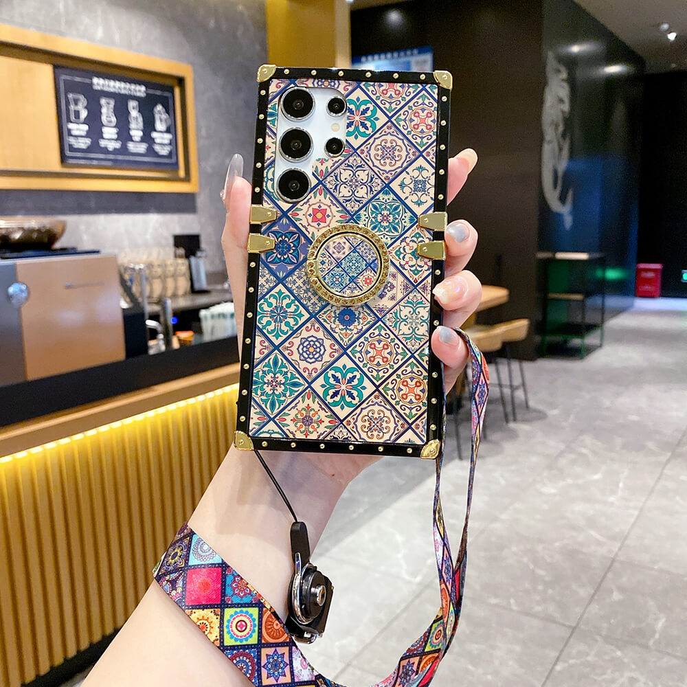 Bohemian Retro Ring Case With Lanyard Phone Case For Samsung S20-25 Series