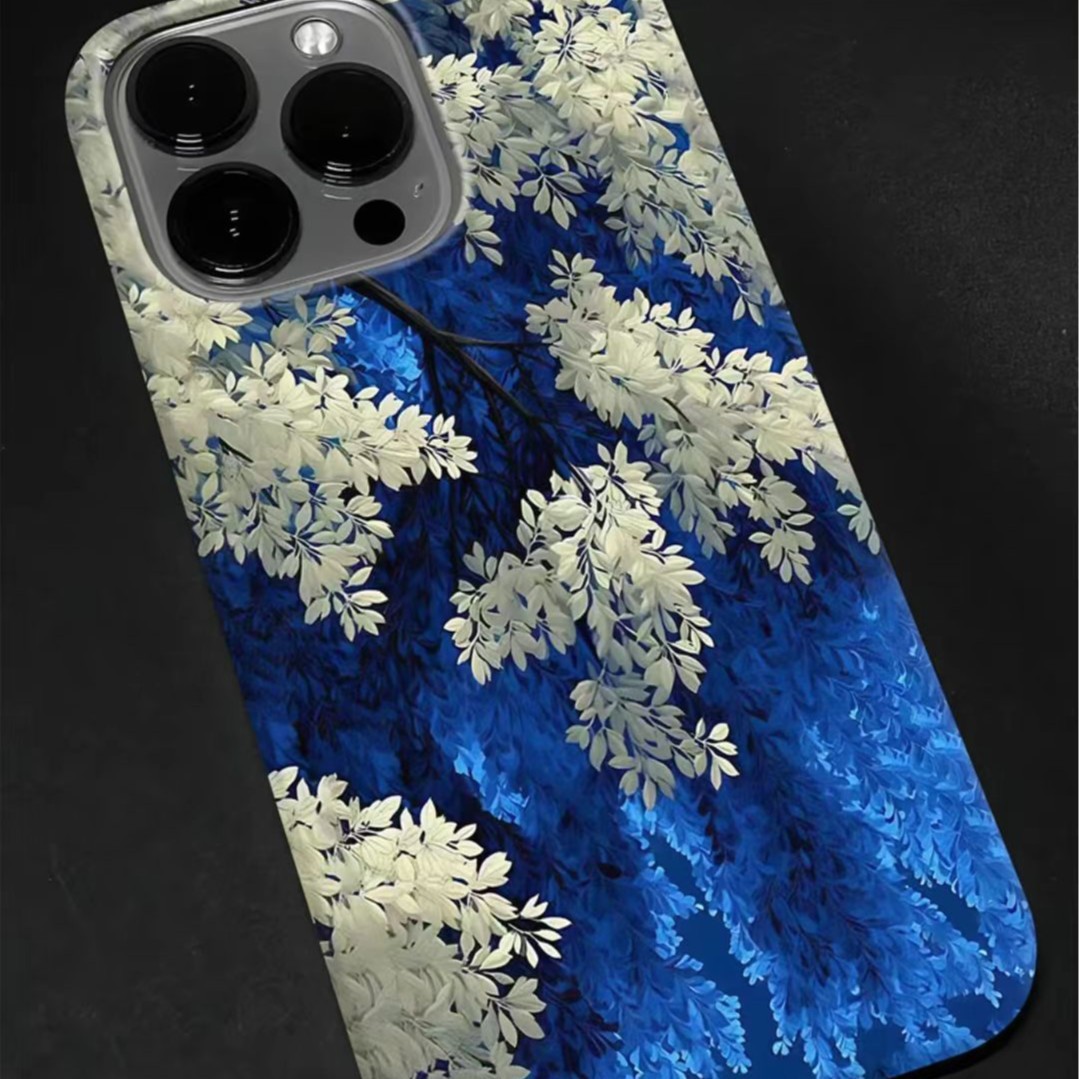 New Blue Floral iPhone Case – MagSafe Compatible, Anti-Slip & Scratch Resistant